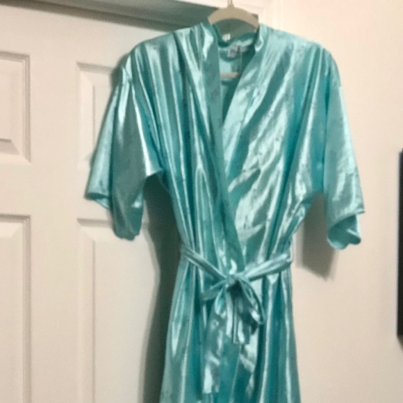 Vintage Previews USA Blue Floral Nightgown and Robe Size Large - Picture 1 of 10